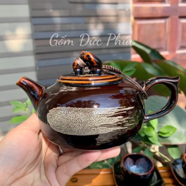 Bộ ấm chén trà Men Hoả Biến Nâu NNUT Nguyễn Văn Hải - Gốm sứ Bát Tràng cao cấp, thiết kế tinh tế, độc đáo, giảm giá 300k 7