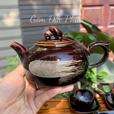 Bộ ấm chén trà Men Hoả Biến Nâu NNUT Nguyễn Văn Hải - Gốm sứ Bát Tràng cao cấp, thiết kế tinh tế, độc đáo, giảm giá 300k 9