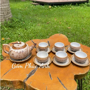 Bộ Ấm Chén Trà Men Hoả Biến Tuyết Nhung Gốm Sứ Bát Tràng Cao Cấp Giá 300.000đ