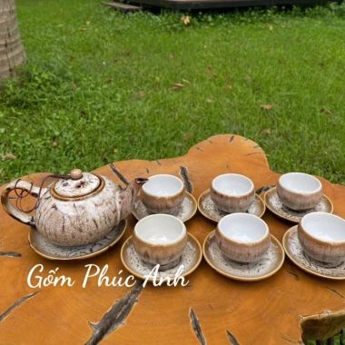 Bộ Ấm Chén Trà Men Hoả Biến Tuyết Nhung Gốm Sứ Bát Tràng Cao Cấp Giá 300.000đ