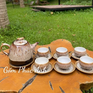 Bộ Ấm Chén Trà Men Hoả Biến Tuyết Nhung Gốm Sứ Bát Tràng Cao Cấp Giá 300.000đ