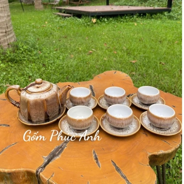 Bộ Ấm Chén Trà Men Hoả Biến Tuyết Nhung Gốm Sứ Bát Tràng Cao Cấp Giá 300.000đ