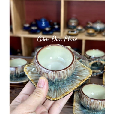 Bộ Ấm Chén Trà Men Hoạt Biến Quả Hồng Thạch - Gốm Sứ Bát Tràng Cao Cấp, Giá 330k 3