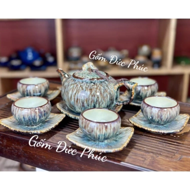 Bộ Ấm Chén Trà Men Hoạt Biến Quả Hồng Thạch - Gốm Sứ Bát Tràng Cao Cấp, Giá 330k 5
