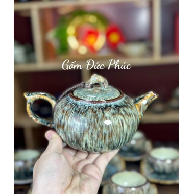 Bộ Ấm Chén Trà Men Hoạt Biến Quả Hồng Thạch - Gốm Sứ Bát Tràng Cao Cấp, Giá 330k 9