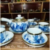 Bộ Ấm Chén Trà Men Lam Hoạ Tiết Trúc Lâm Thất Hiền Tay Cầm Ngang, Bọc Đồng, Gốm Bát Tràng, Giá ưu đãi 300.000₫ 6
