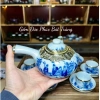 Bộ Ấm Chén Trà Men Lam Hoạ Tiết Trúc Lâm Thất Hiền Tay Cầm Ngang, Bọc Đồng, Gốm Bát Tràng, Giá ưu đãi 300.000₫ 8