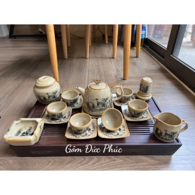 Bộ Ấm Chén Trà Men Ngà Giả Cổ Trúc Lâm Thất Hiền - Gốm Sứ Bát Tràng Cao cấp, Giá ưu đãi 360.000 VND 6