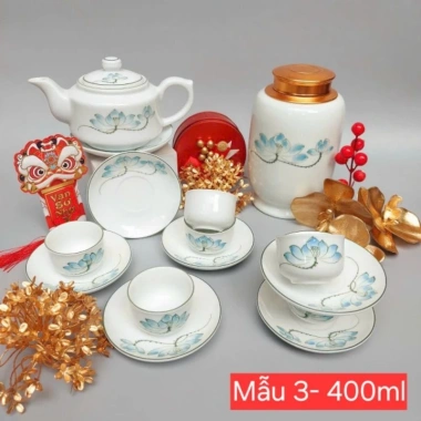 Bộ ấm chén trà sen xanh Bát Tràng - Sứ cao cấp, họa tiết sen tinh tế, độc đáo, quà tặng lý tưởng, giảm còn 200.000đ