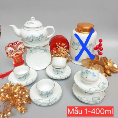 Bộ ấm chén trà sen xanh Bát Tràng - Sứ cao cấp, họa tiết sen tinh tế, độc đáo, quà tặng lý tưởng, giảm còn 200.000đ