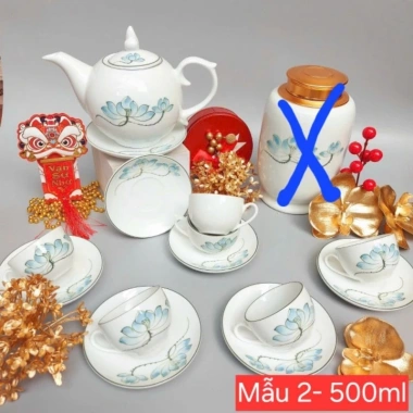 Bộ ấm chén trà sen xanh Bát Tràng - Sứ cao cấp, họa tiết sen tinh tế, độc đáo, quà tặng lý tưởng, giảm còn 200.000đ