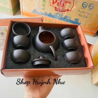 Bộ ấm chén trà sứ 6 chén cao cấp, bình pha trà tứ sạ, hộp đẹp quà biếu, giảm giá 95k 4