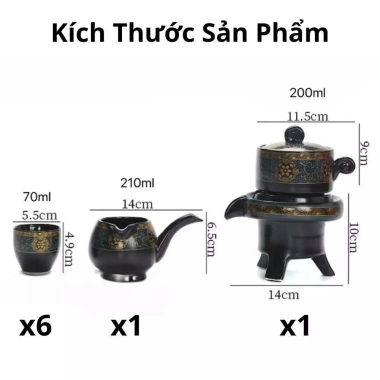 Bộ Ấm Chén Trà Tử Sa Xanh Đen Vàng - 1 Ấm, 6 Chén, Cối Xay, Hộp Quà - Chỉ 175k 4 Bộ Ấm Chén Trà Tử Sa Xanh Đen Vàng - 1 Ấm, 6 Chén, Cối Xay, Hộp Quà - Chỉ 175k 4