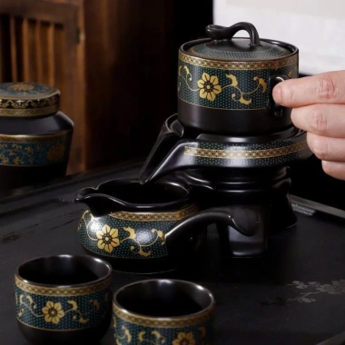 Bộ Ấm Chén Trà Tử Sa Xanh Đen Vàng - 1 Ấm, 6 Chén, Cối Xay, Hộp Quà - Chỉ 175k 5 Bộ Ấm Chén Trà Tử Sa Xanh Đen Vàng - 1 Ấm, 6 Chén, Cối Xay, Hộp Quà - Chỉ 175k 5