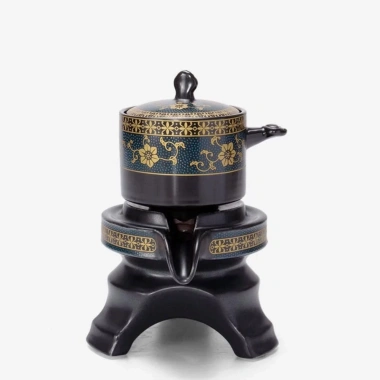 Bộ Ấm Chén Trà Tử Sa Xanh Đen Vàng - 1 Ấm, 6 Chén, Cối Xay, Hộp Quà - Chỉ 175k