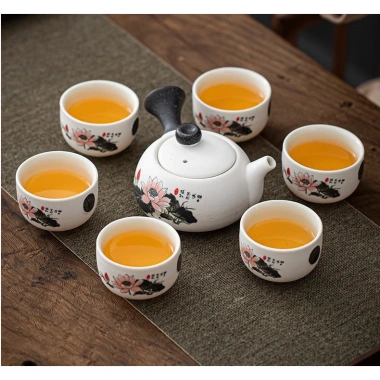 Bộ Ấm Chén Tráng Men Hoa Tuyết Cao Cấp 6 Chén - Vân Hoa Tuyết Mới Giá 45.077 VND