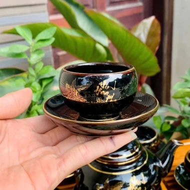 Bộ Ấm Chén Uống Trà Bát Tràng Cao Cấp Vinh Hoa Phú Quý Men Hoả Biến Kẻ Vàng Kim - Giá ưu đãi 275.000₫ 3