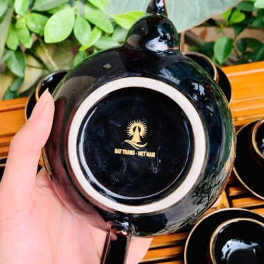 Bộ Ấm Chén Uống Trà Bát Tràng Cao Cấp Vinh Hoa Phú Quý Men Hoả Biến Kẻ Vàng Kim - Giá ưu đãi 275.000₫ 9
