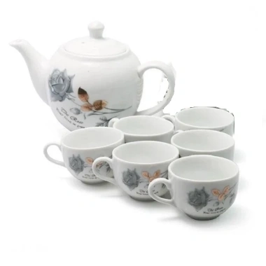 Bộ ấm chén uống trà họa tiết hoa hồng Bát Tràng – Đẹp, 79.000₫