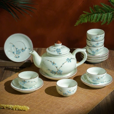 Bộ Ấm Chén Uông Trà Men Kem Hoa - Gốm Sứ Bát Tràng Cao Cấp, Giá chỉ 248.000₫ 2 Bộ Ấm Chén Uông Trà Men Kem Hoa - Gốm Sứ Bát Tràng Cao Cấp, Giá chỉ 248.000₫ 2