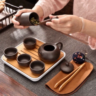 Bộ Ấm Chén Uống Trà Tử Sa 6 Chén 12 Món - Túi Đựng Xách Tay, Giá chỉ 130.000 VND 3