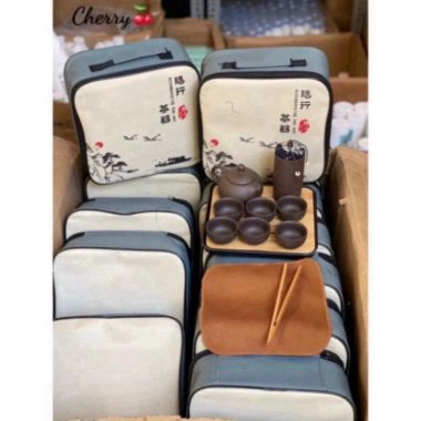 Bộ Ấm Chén Uống Trà Tử Sa 6 Chén 12 Món - Túi Đựng Xách Tay, Giá chỉ 130.000 VND 7