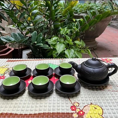 Bộ âm chén uống trà Tử Sa vẽ hoa thủ công Gốm sứ Bát Tràng cao cấp, giảm còn 250k