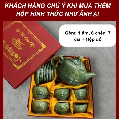 Bộ ấm chén vẽ vàng kim 24k phú quý: Gốm sứ Bát Tràng chính hãng, giá 690.000 VND