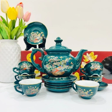 Bộ ấm chén vẽ vàng kim 24k phú quý: Gốm sứ Bát Tràng chính hãng, giá 690.000 VND 5 Bộ ấm chén vẽ vàng kim 24k phú quý: Gốm sứ Bát Tràng chính hãng, giá 690.000 VND 5
