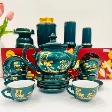 Bộ ấm chén vẽ vàng kim 24k phú quý: Gốm sứ Bát Tràng chính hãng, giá 690.000 VND 6 Bộ ấm chén vẽ vàng kim 24k phú quý: Gốm sứ Bát Tràng chính hãng, giá 690.000 VND 6