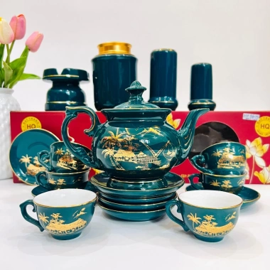 Bộ ấm chén vẽ vàng kim 24k phú quý: Gốm sứ Bát Tràng chính hãng, giá 690.000 VND 8 Bộ ấm chén vẽ vàng kim 24k phú quý: Gốm sứ Bát Tràng chính hãng, giá 690.000 VND 8