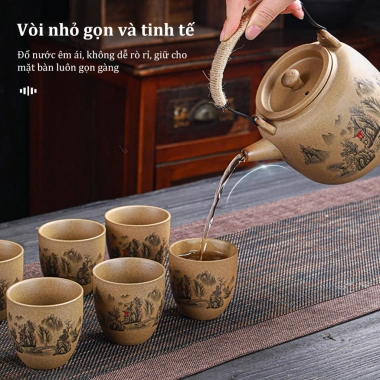 Bộ ấm pha trà gốm sứ FOFO phong cách Nhật Bản - Hộp quà tặng, chén trà cao cấp, 289.000₫