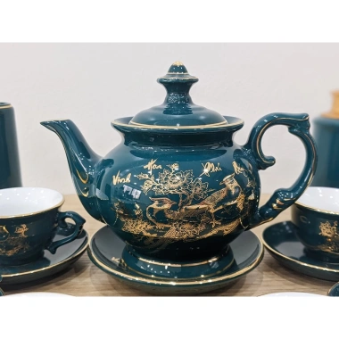 Bộ Ấm Trà Bát Tràng Vinh Hoa Phú Quý Xanh Cổ Vịt Cao Cấp - Giá ưu đãi 125.000 VND 3