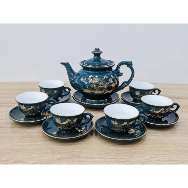 Bộ Ấm Trà Bát Tràng Vinh Hoa Phú Quý Xanh Cổ Vịt Cao Cấp - Giá ưu đãi 125.000 VND 9