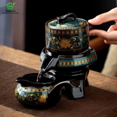 Bộ Ấm Trà Cối Xay Gốm Sứ Cao Cấp - Sang Trọng, Tinh Tế, Quà Tặng Trà Đạo 242k