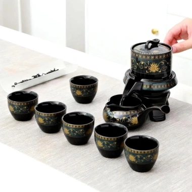 Bộ Ấm Trà Cối Xay Gốm Sứ Cao Cấp - Sang Trọng, Tinh Tế, Quà Tặng Trà Đạo 242k