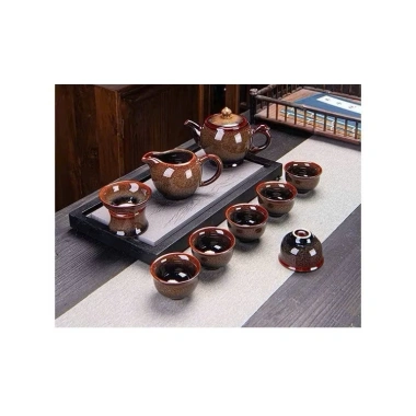 Bộ ấm trà gốm bóng sang trọng, lịch sự, 1 ấm + bộ chén lọc + 6 chén, kèm hộp quà, giá ưu đãi 299.000 VND