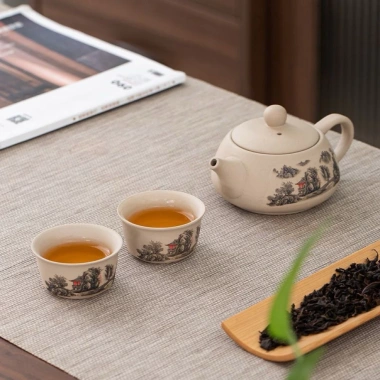 Bộ ấm trà gốm thô đất nung sơn thuỷ - Bộ ấm chén 196, giá ưu đãi 119,000 VND