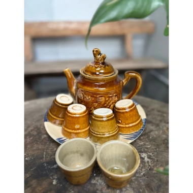Bộ Ấm Trà Gốm Xưa Vàng Nâu Nhiều Món - Thiết Kế Cổ Điển, Giá Ưu Đãi 125k 8 Bộ Ấm Trà Gốm Xưa Vàng Nâu Nhiều Món - Thiết Kế Cổ Điển, Giá Ưu Đãi 125k 8