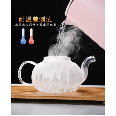 Bộ ấm trà hoa thủy tinh 600ml có lõi lọc, chén 2 lớp, bếp nến - Giá ưu đãi 349.000₫ 2