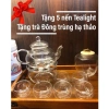 Bộ ấm trà hoa thủy tinh 600ml có lõi lọc, chén 2 lớp, bếp nến - Giá ưu đãi 349.000₫ 5