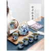 Bộ Ấm Trà Hội Làng – Bình To Đáy Bằng, Chén Men Xuyên Sáng Hoa Xanh, 285.696₫ 3