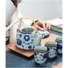Bộ Ấm Trà Hội Làng – Bình To Đáy Bằng, Chén Men Xuyên Sáng Hoa Xanh, 285.696₫ 4
