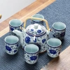 Bộ Ấm Trà Hội Làng – Bình To Đáy Bằng, Chén Men Xuyên Sáng Hoa Xanh, 285.696₫ 6
