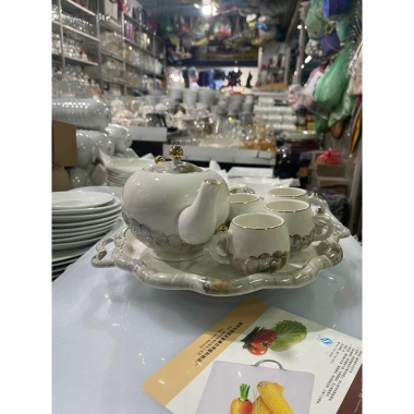 Bộ ấm trà khay tròn xoay 360 màu vân đá - Sang trọng cho gia đình và nhà hàng, giảm giá 699.999₫ 2