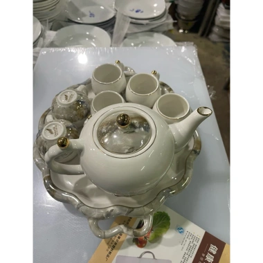 Bộ ấm trà khay tròn xoay 360 màu vân đá - Sang trọng cho gia đình và nhà hàng, giảm giá 699.999₫ 8