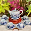 Bộ ấm trà men lam Trúc Lâm Thất Hiền vẽ vàng: sang trọng, giá ưu đãi 1,250,000₫ 2