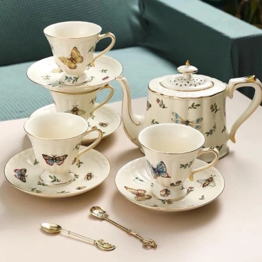 Bộ ấm trà retro vintage độc đáo đẹp đặc biệt kiểu Pháp sang trọng đẳng cấp, tặng thìa - Giá chỉ 950.000đ 9