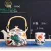 Bộ Ấm Trà Sứ 900ml Quai Xách Lưới Lọc Họa Tiết Sen Cá - Giá ưu đãi 429k 2