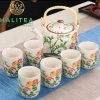 Bộ Ấm Trà Sứ 900ml Quai Xách Lưới Lọc Họa Tiết Sen Cá - Giá ưu đãi 429k 8